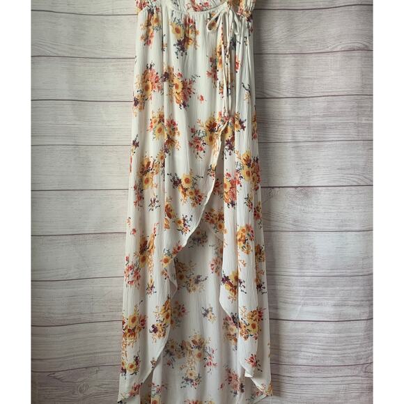 Altar'd State Cream Floral Maxi Dress Faux Wrap Tulip Skirt Size Large - Picture 8 of 16